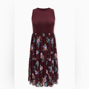 Burgundy Tulle and Woven Torrid Dress